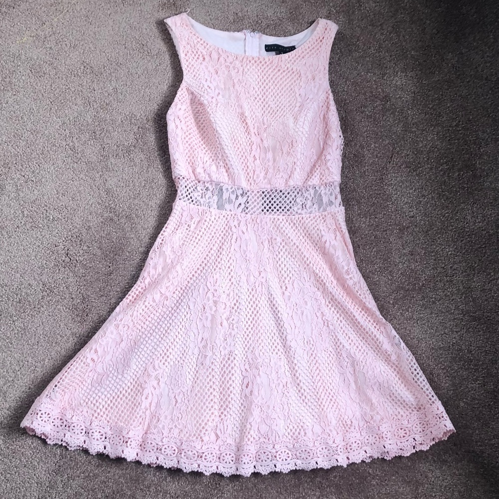Short peach lace dress